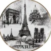 Assiette Tour Eiffel Paris monuments noir et blanc