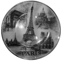 Assiette Tour Eiffel Paris monuments noir et blanc