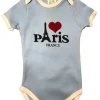 Body souvenir Paris coeur blanc et bleu ciel