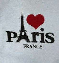Body souvenir Paris coeur blanc et bleu ciel