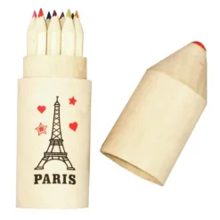 Boîte Tour Eiffel bois de 12 crayons de couleurs