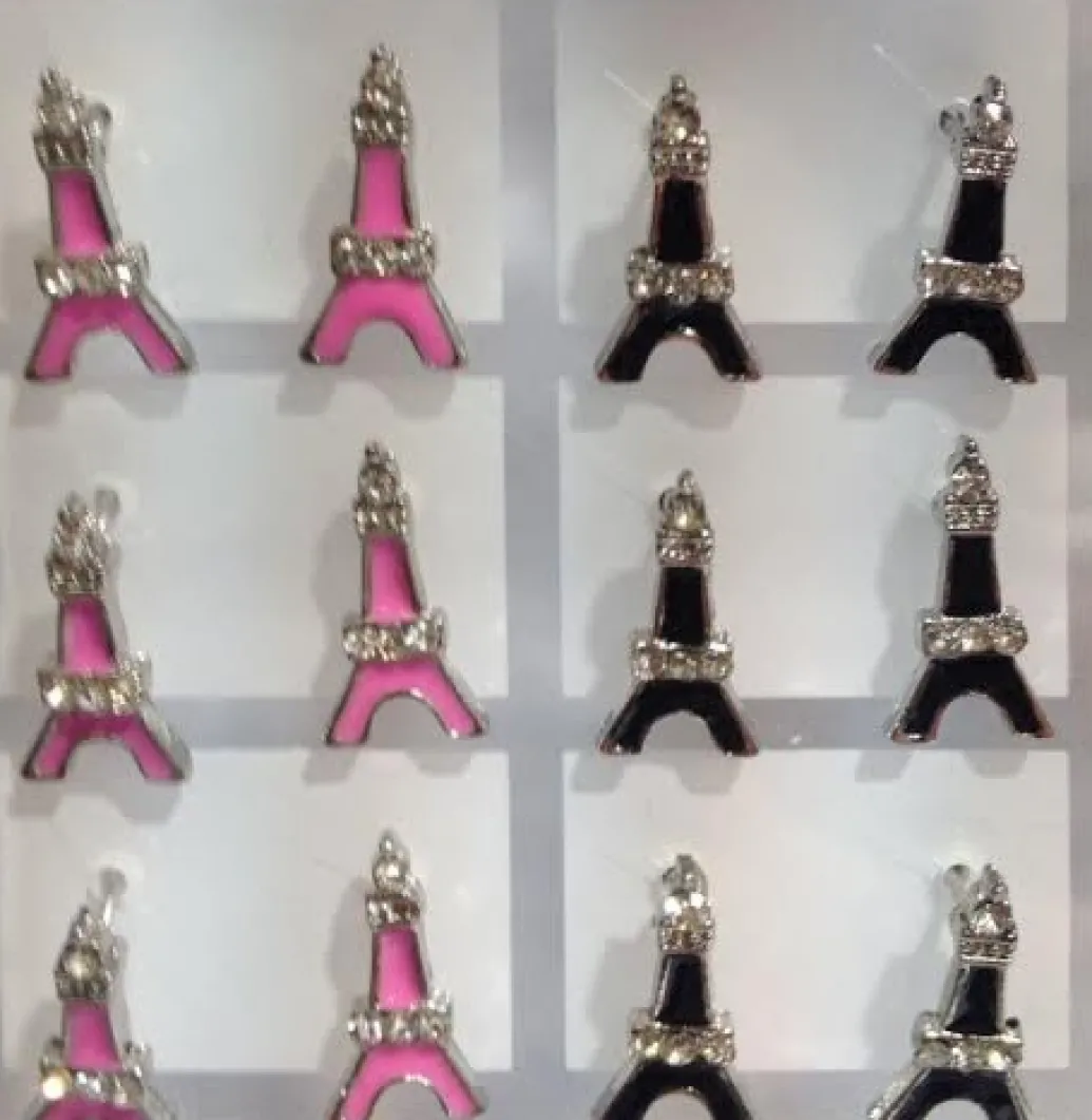Boucles d'oreille Tour Eiffel strass et couleur