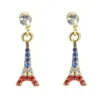 Boucles d'oreilles dorées tour Eiffel tricolore