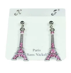 Boucles d'oreilles Tour Eiffel roses