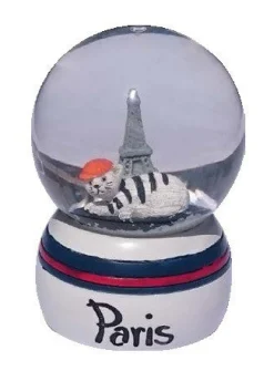 Boule de neige Tour Eiffel "Le chat et son béret"