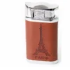 Briquet cuir et métal marron Paris