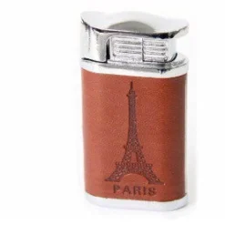 Briquet cuir et métal marron Paris