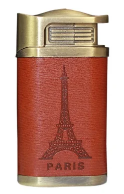 Briquet cuir et métal marron Paris