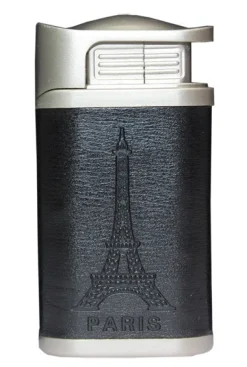 Briquet cuir et métal noir Paris
