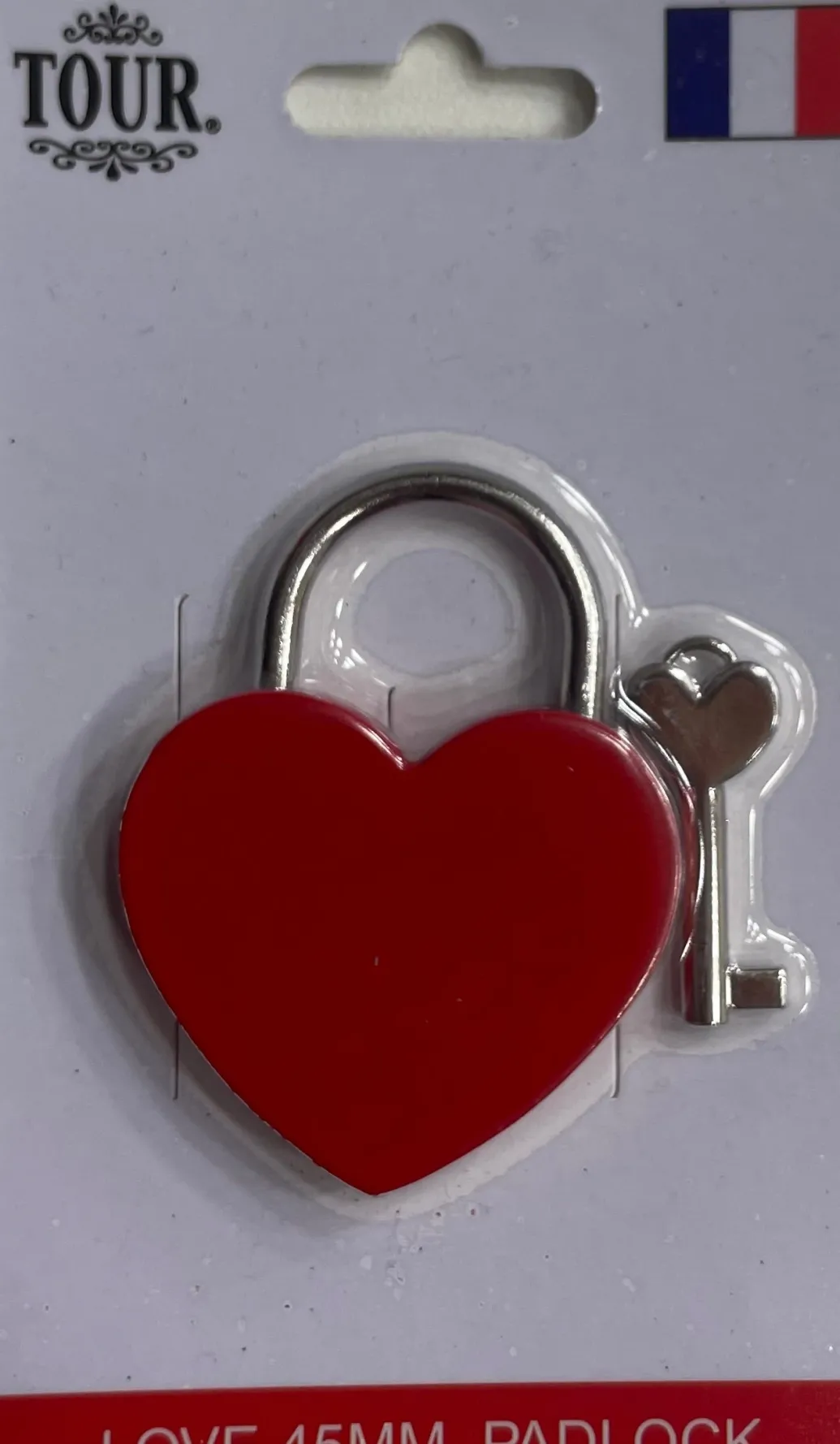 Cadenas cล“ur rouge avec clé cล“ur