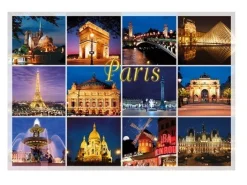 Carte Postale "Souvenir de Paris la nuit"