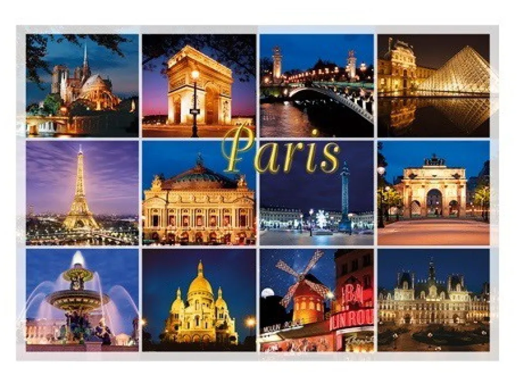 Carte Postale "Souvenir de Paris la nuit"