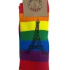 Chaussettes LGBT arc-en-ciel avec tour Eiffel