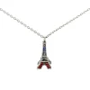Collier Tour Eiffel argenté strass tricolores