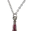 Collier Tour Eiffel argenté 4 côtés strass roses