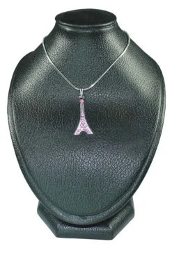 Collier Tour Eiffel strass roses