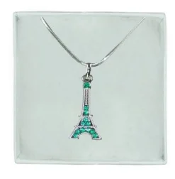 Collier Tour Eiffel strass verts
