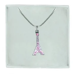 Collier Tour Eiffel strass roses