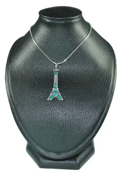Collier Tour Eiffel strass verts