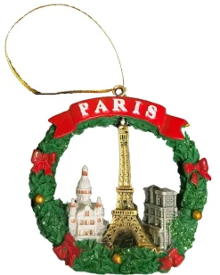 Décoration de Noël nล“uds rouges et monuments parisiens