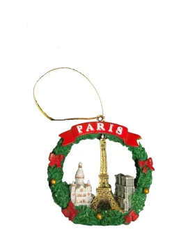Décoration de Noël nล“uds rouges et monuments parisiens