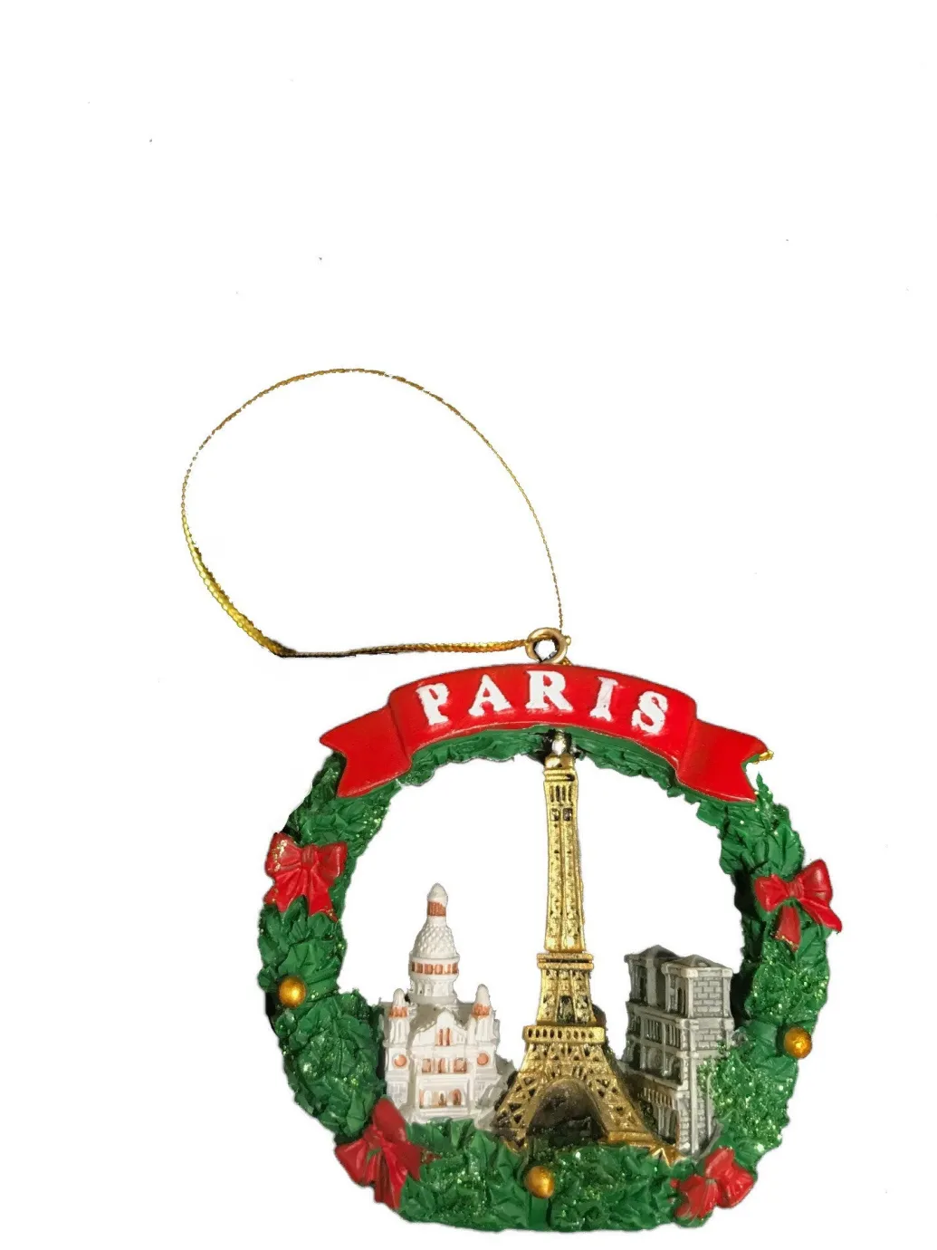 Décoration de Noël nล“uds rouges et monuments parisiens