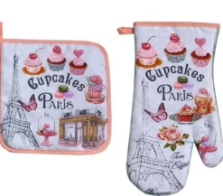 Gant de cuisine et manique cupcakes souvenirs de Paris