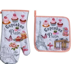 Gant de cuisine et manique cupcakes souvenirs de Paris
