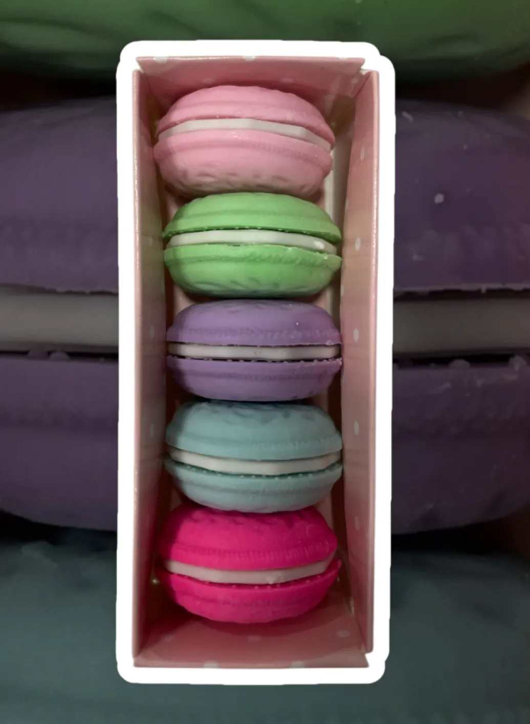 5 Gommes macarons couleurs
