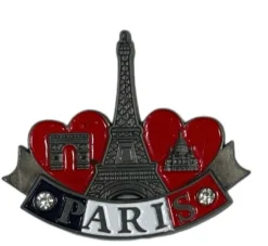 Magnet Tour Eiffel double Cล“ur Paris Strass 3 monuments