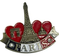 Magnet Tour Eiffel double Cล“ur Paris Strass 3 monuments