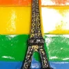 Magnétique Tour Eiffel drapeau Gay 3D