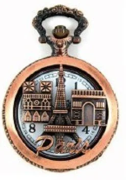 Montre gousset 3 Monuments de Paris couleur cuivre