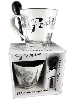 Mug souvenir de Paris noir et blanc