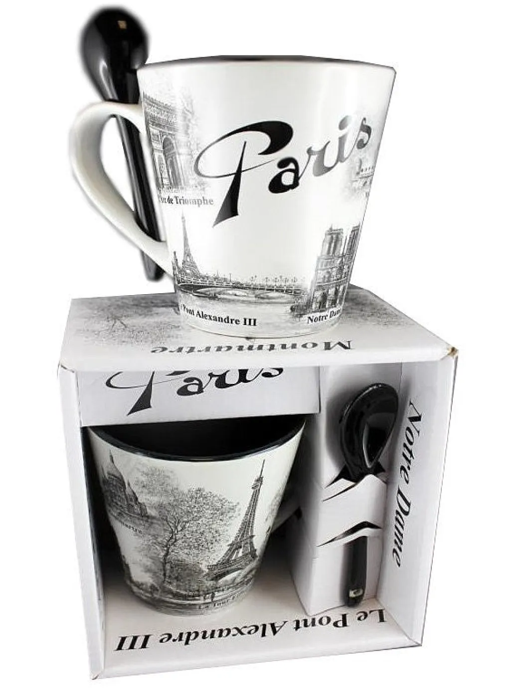 Mug souvenir de Paris noir et blanc