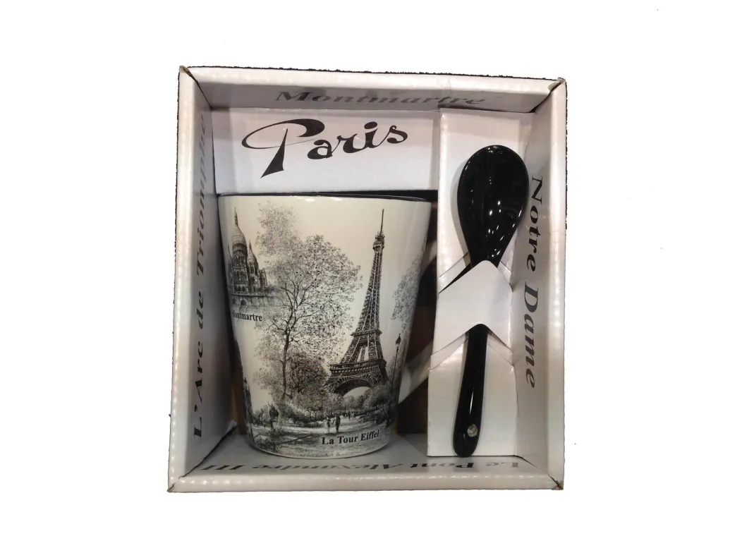 Mug souvenir de Paris noir et blanc