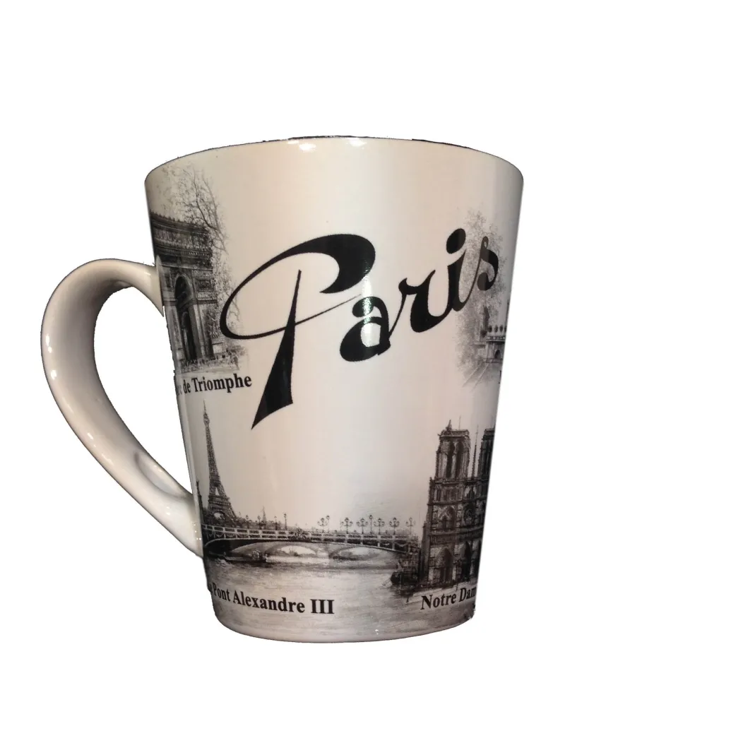Mug souvenir de Paris noir et blanc