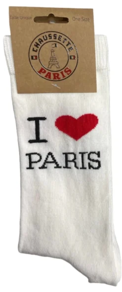Paire de chaussette I LOVE PARIS noir ou Blanche