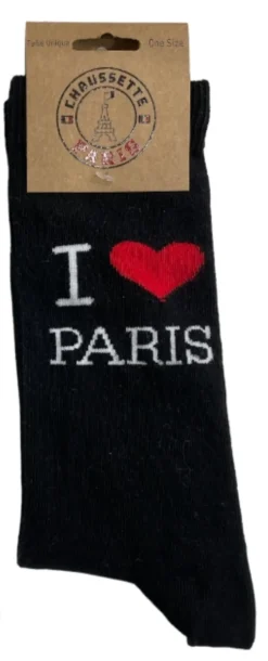 Paire de chaussette I LOVE PARIS noir ou Blanche