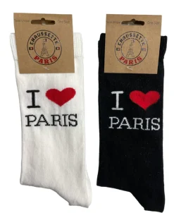 Paire de chaussette I LOVE PARIS noir ou Blanche