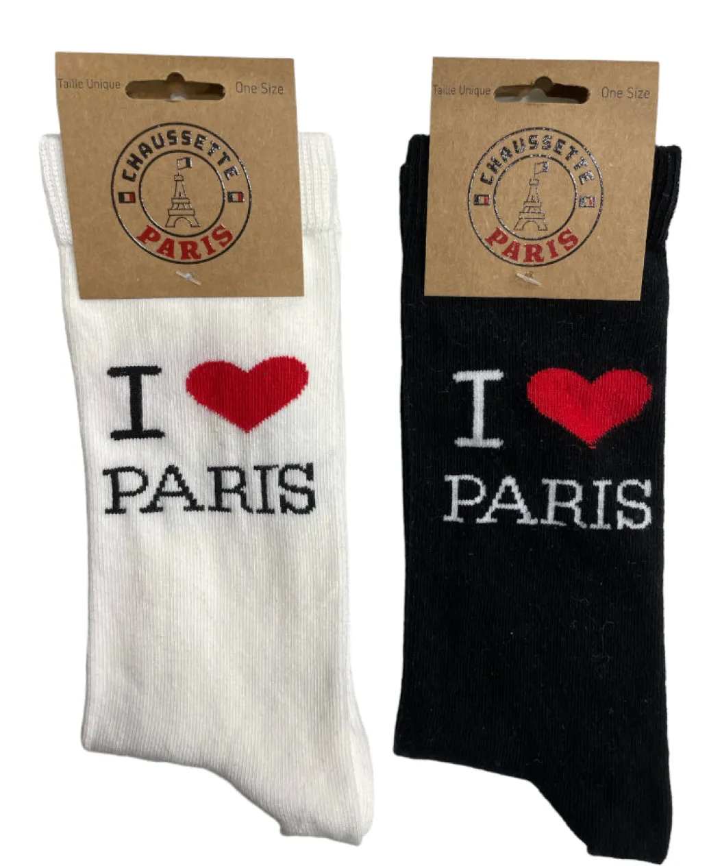 Paire de chaussette I LOVE PARIS noir ou Blanche