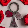 Porte clés Tour Eiffel Notre Dame de Paris rose