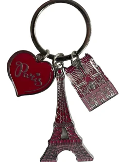 Porte clés Tour Eiffel Notre Dame de Paris rose
