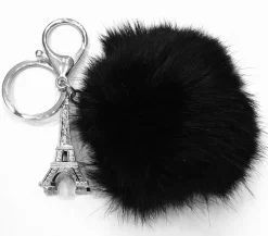 Porte clés Tour Eiffel Pompon fourrure