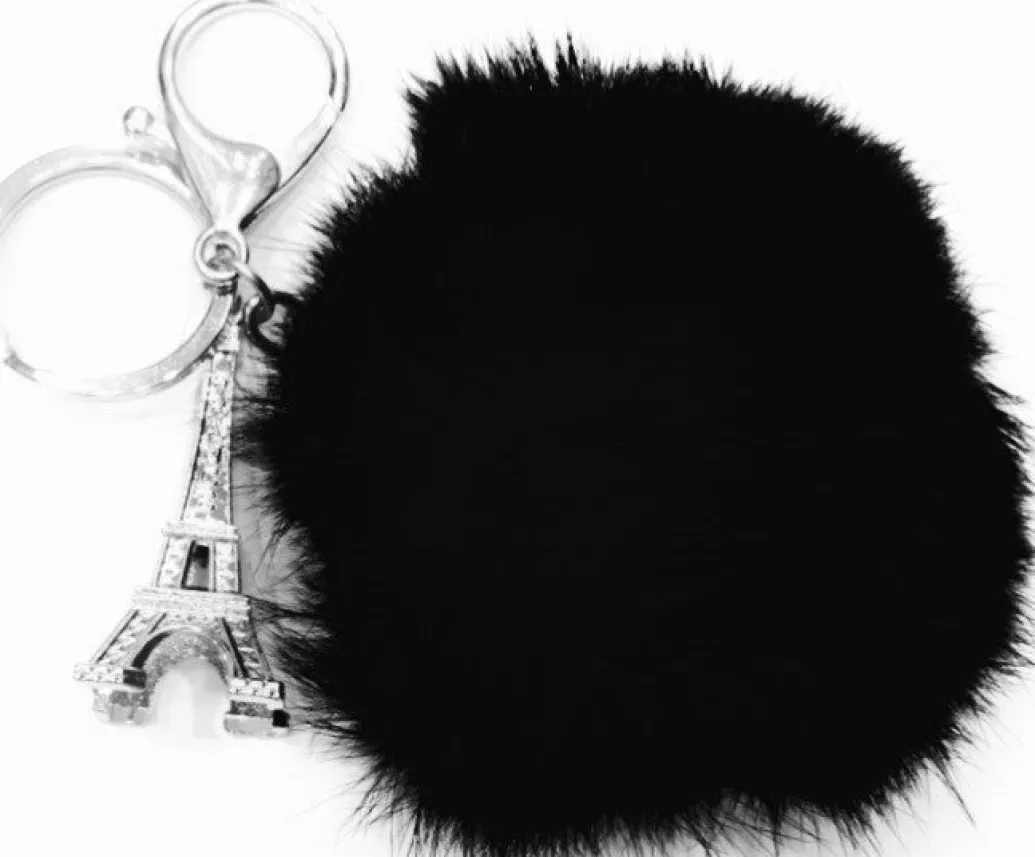 Porte clés Tour Eiffel Pompon fourrure