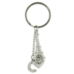 Porte-clés coeur strass & lettres alphabetiques