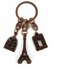 Porte-clés Tour Eiffel 3 monuments bronze