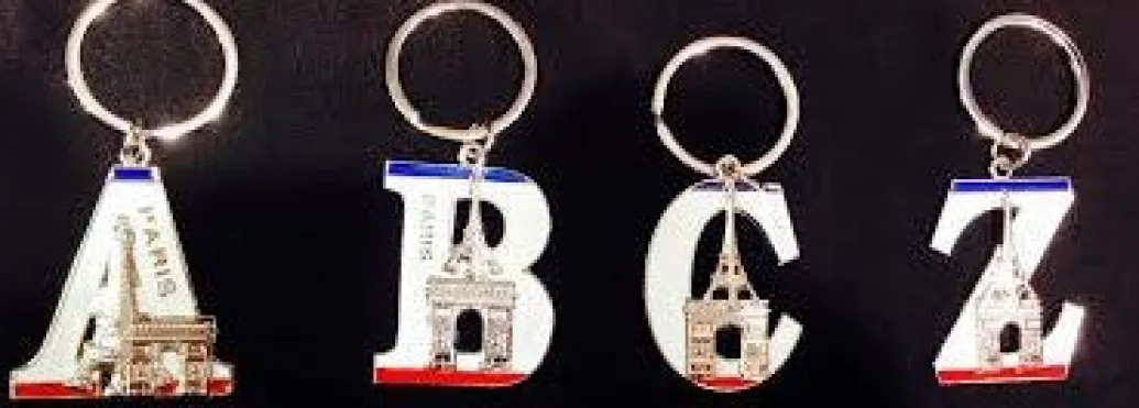 Porte-clés tour Eiffel Arc de triomphe alphabet