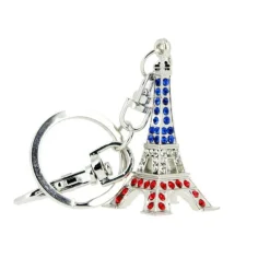 Porte-clés Tour Eiffel strass tricolor