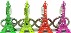 Porte-clés Tour Eiffel strass fluo
